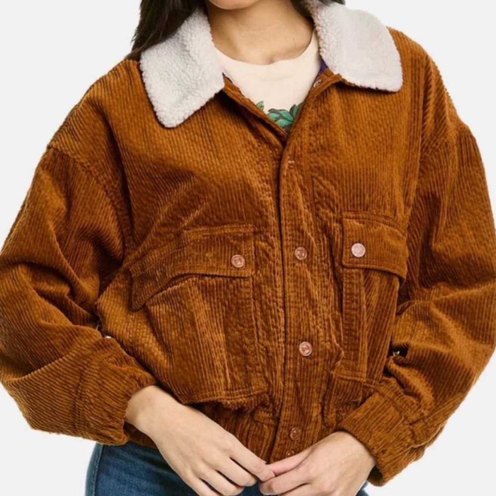 MOTHER • Spring Patch Bomber Corduroy Sherpa Collar Jacket